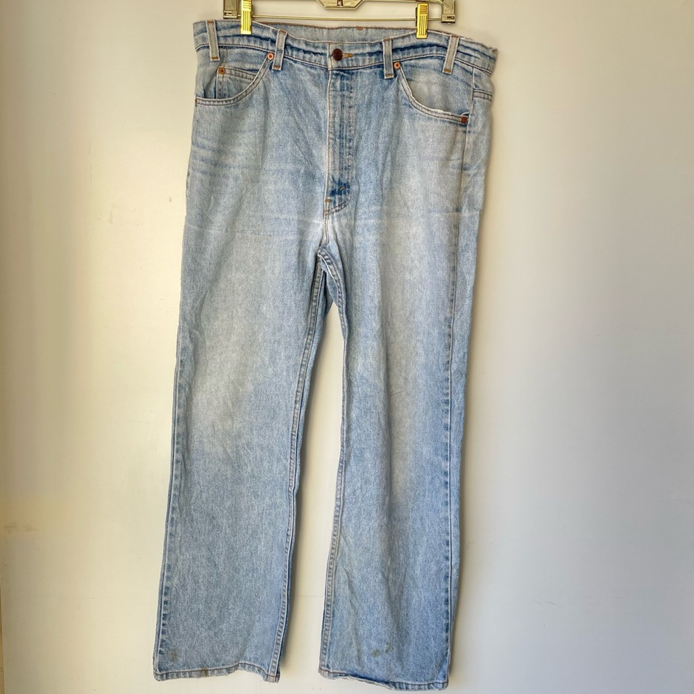 Vintage Orange Tab Levis Light Wash Made In USA Wide Leg W 38 L 30